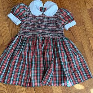 Plaid Kids Dress with White Collar